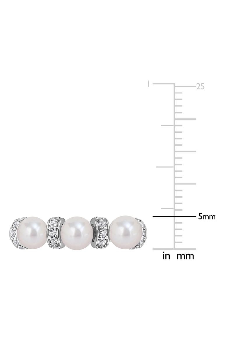 Cultured Freshwater Pearl and Cubic Zirconia Band Ring, Alternate, color, WHITE GOLD