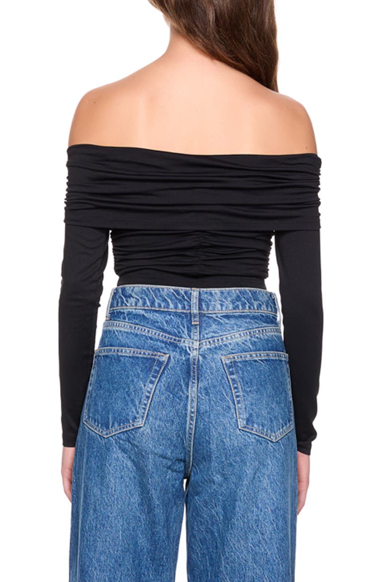 Off the Shoulder V-Wire Knit Top, Alternate, color, BLACK