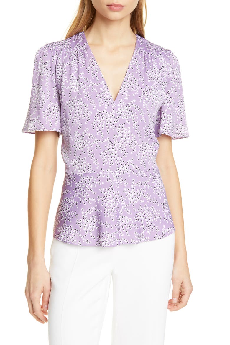 Stretch Silk Top, Main, color, PURPLE RHAPSODY SIDDAL FLORAL