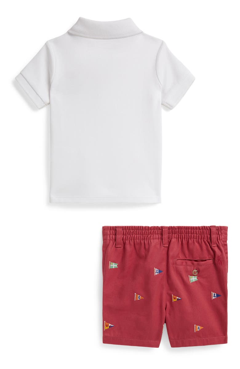 Ralph Lauren Bear Cotton Polo & Shorts Set, Alternate, color, White