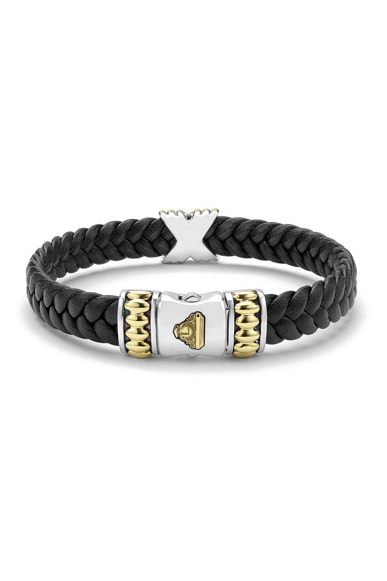 Men's Anthem Leather X Bracelet, Alternate, color, SILVER