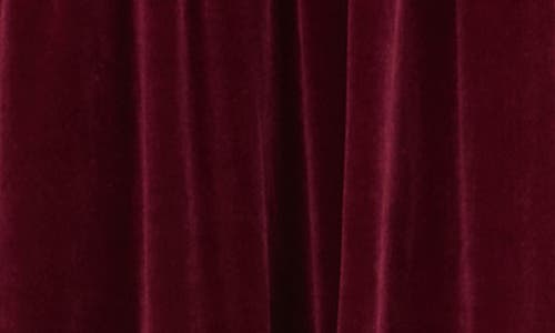 August Sky Puff Sleeve Velvet Fit & Flare Midi Dress In Burgundy