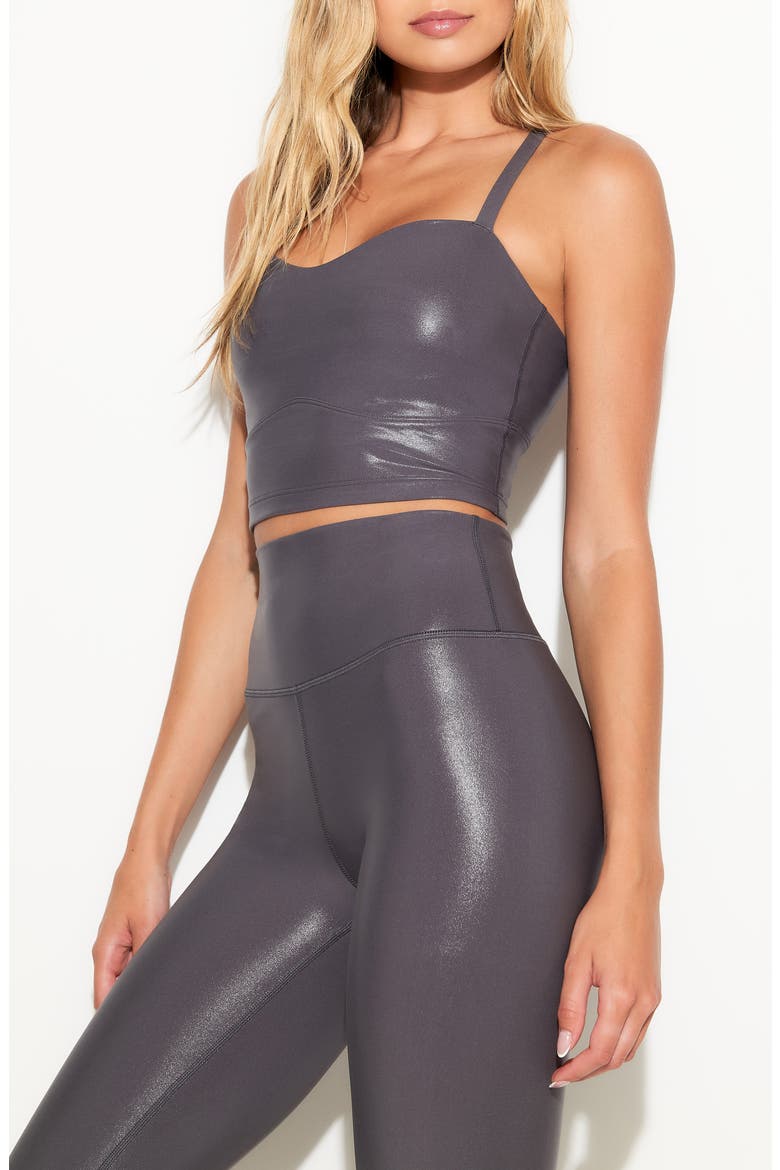Selena High Gloss Sports Bra, Alternate, color, ASH