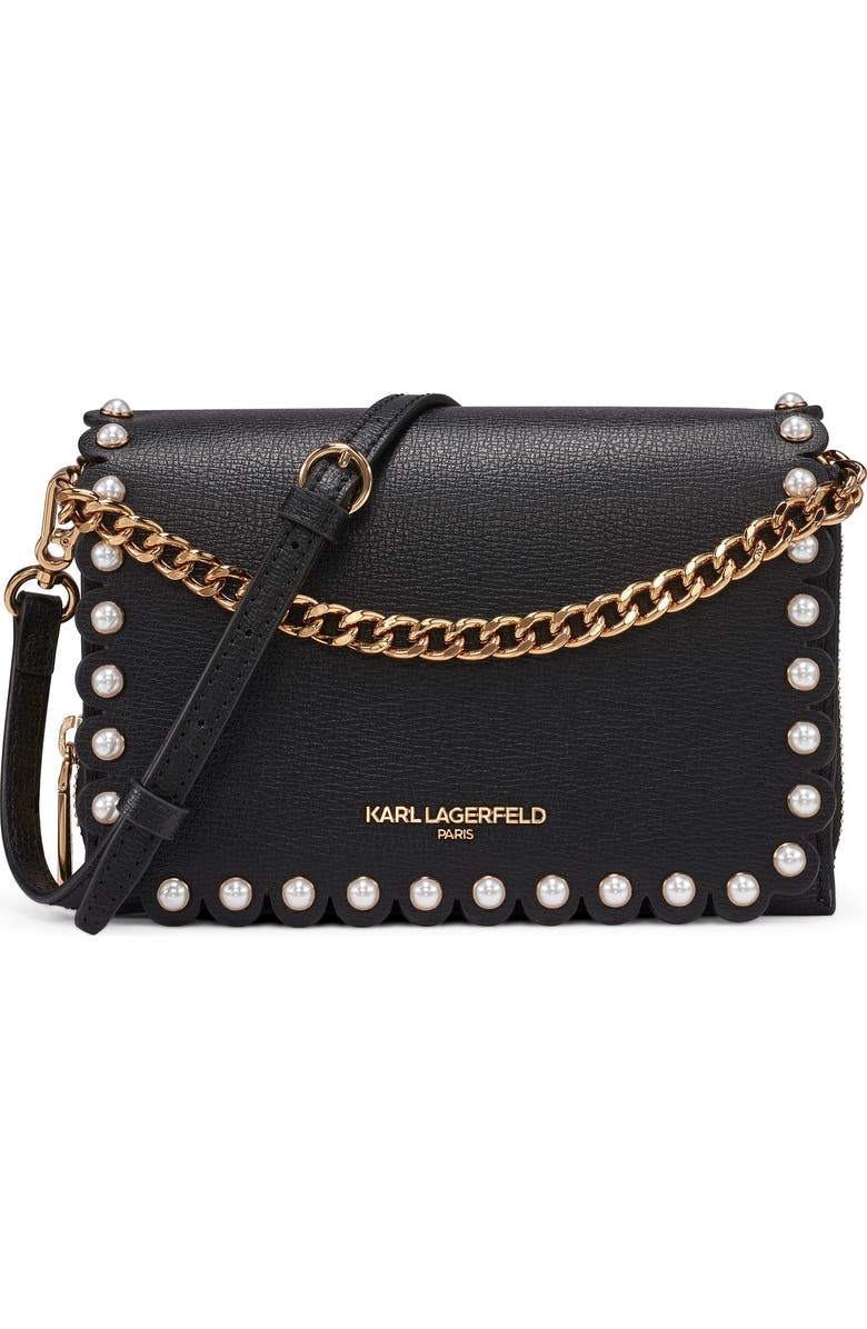 KARL LAGERFELD PARIS Lourdes Crossbody, Main, color, Blue Aura