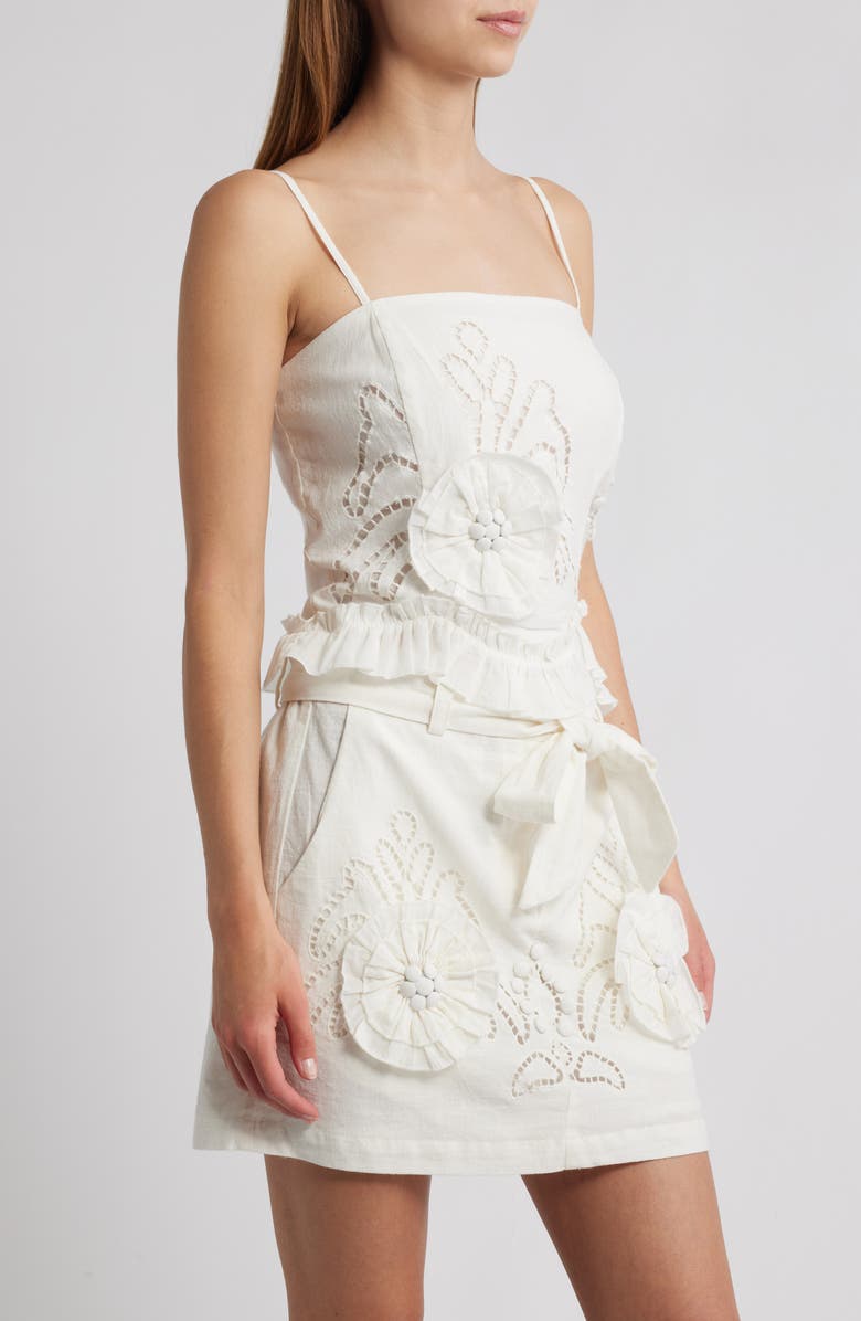 LOVE THE LABEL Cassia Floral Appliqué Cotton & Linen Top, Alternate, color, 