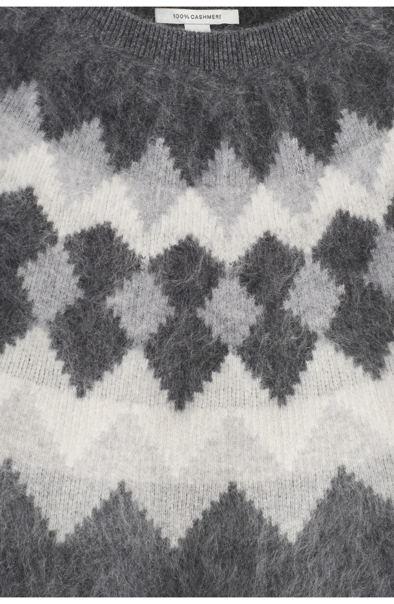COS Fair Isle Brushed-cashmere Jumper, Alternate, color, Charcoal / Gray