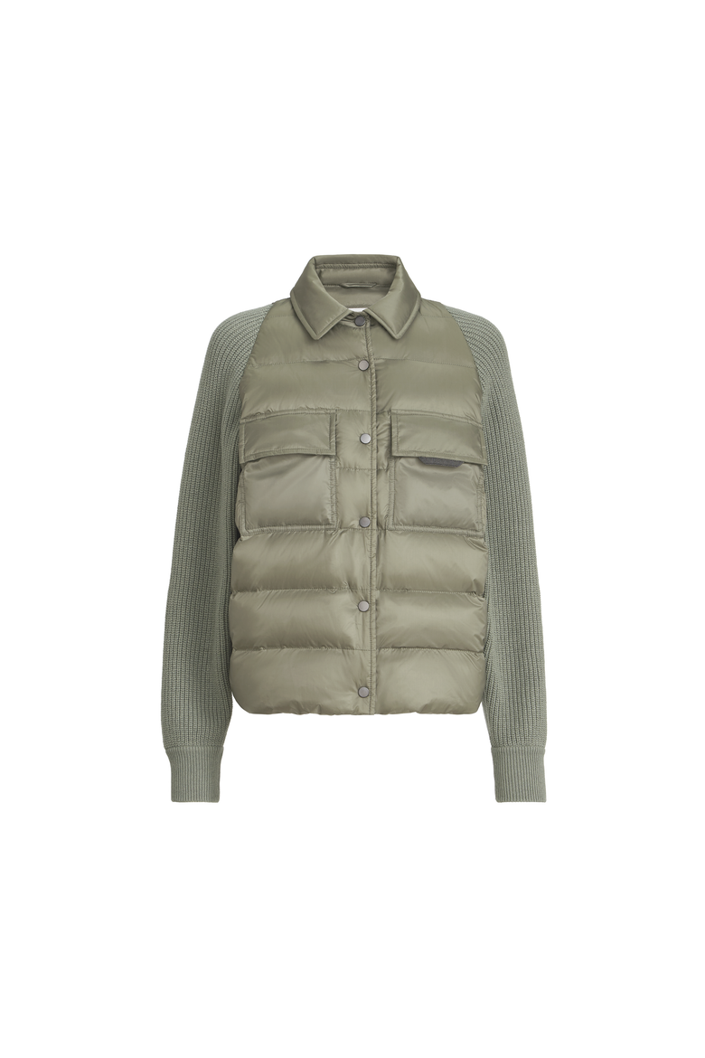 Nylon down jacket with monili, Alternate, color, Green