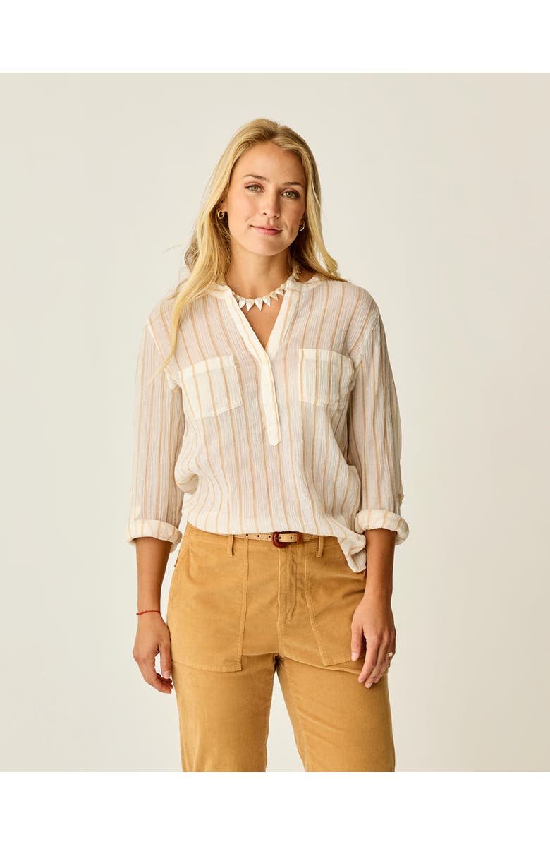 Carve Designs Dylan Gauze Shirt, Main, color, Camel Stripe