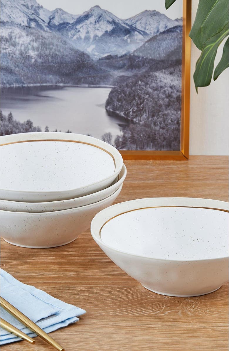 Stone Lain Clara Porcelain 16-Piece Dinnerware Set, Alternate, color, White