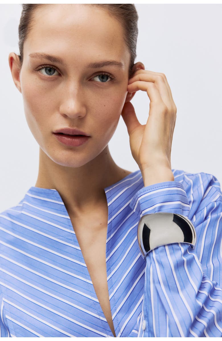 H&M Oversized cotton shirt, Alternate, color, Blue/Striped