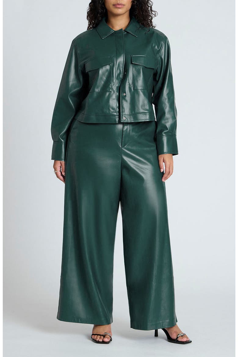 Wide Leg Faux Leather Pants, Alternate, color, JUNE BUG