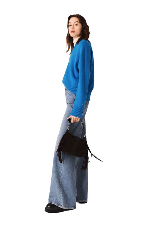 Maje Open Polo Collar Cardigan In Blue