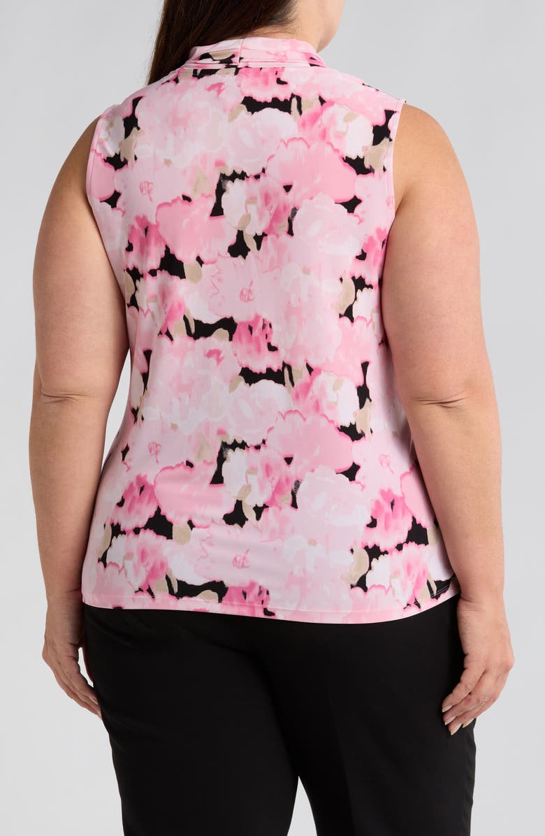 Anne Klein Blurred Floral Print Triple Pleat Sleeveless Top, Alternate, color, 