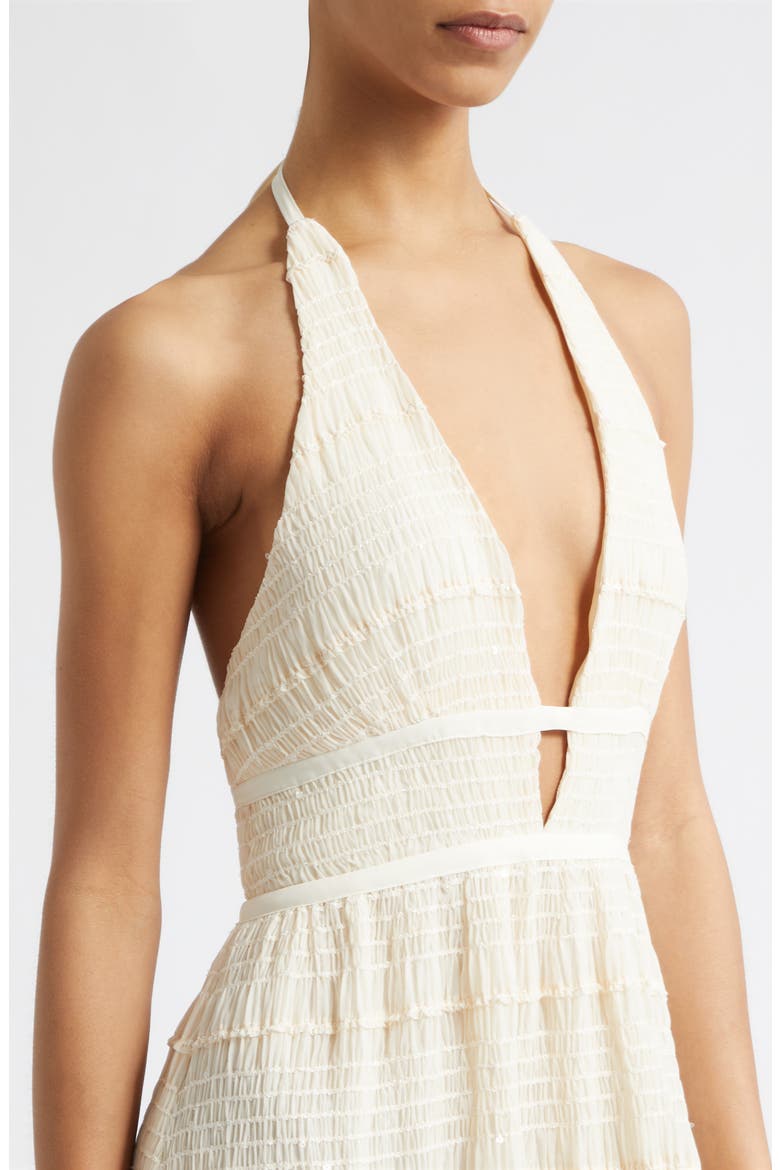 Hazel Halter Dress, Alternate, color, BONE CHIFFON