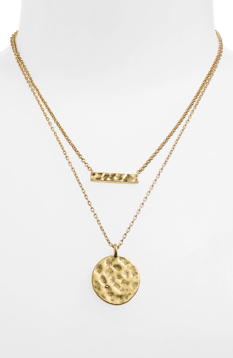 Madewell Hammered Bar & Coin Necklace Set, Alternate, color, 