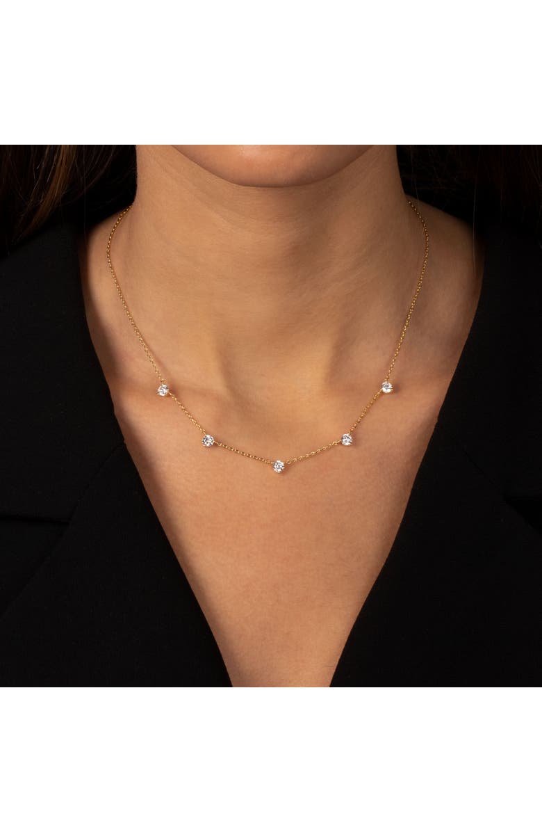 BY ADINA EDEN Scattered CZ Solitaire Three Prong Necklace, Alternate, color,