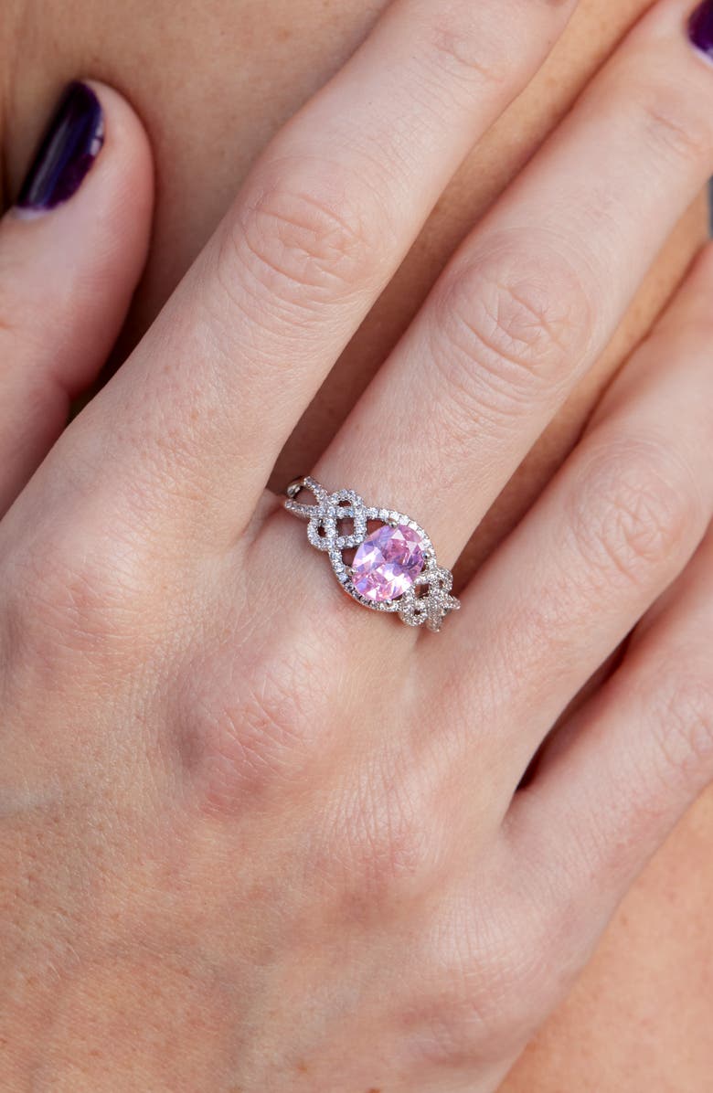 SAVVY CIE JEWELS Pink Cubic Zirconia Crisscross Ring, Alternate, color, White