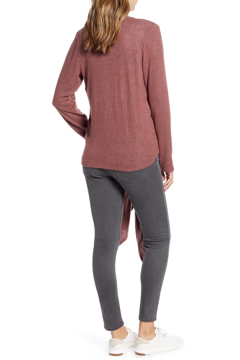 Drape Tie Front Cardigan, Alternate, color, RAISIN
