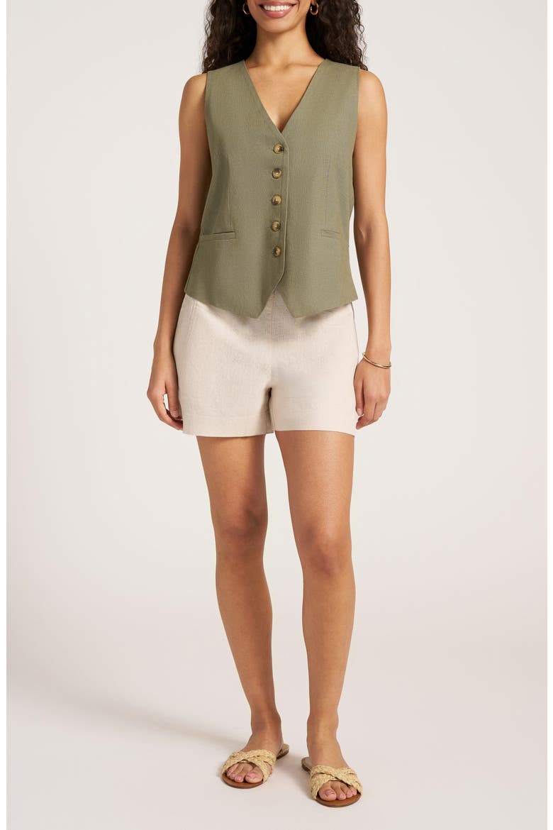 Davenport Linen Blend Vest, Alternate, color, OLIVE
