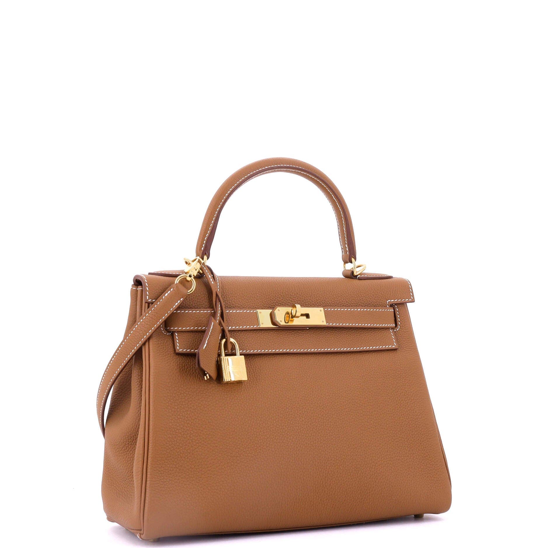 Pre-Owned Hermes Kelly Handbag Brown Togo with Gold Hardware 28, Alternate, color, 