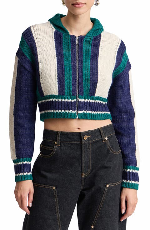 Striped Chunky Zip Cardigan