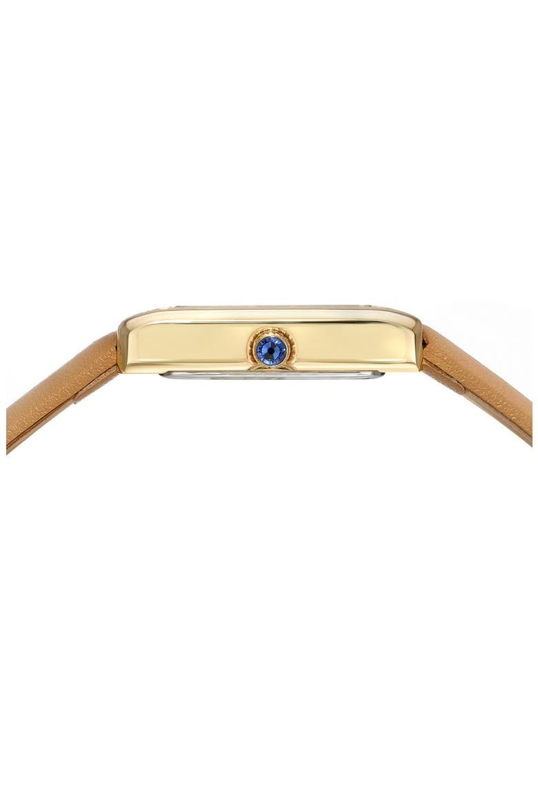 Karolina Diamond Leather Strap Watch, 21.5mm x 30mm - 0.06 ctw, Alternate, color, GOLD-COGNAC