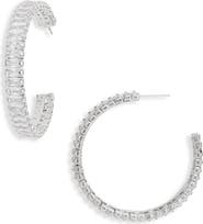 Tasha Baguette Stone C Hoop Earrings