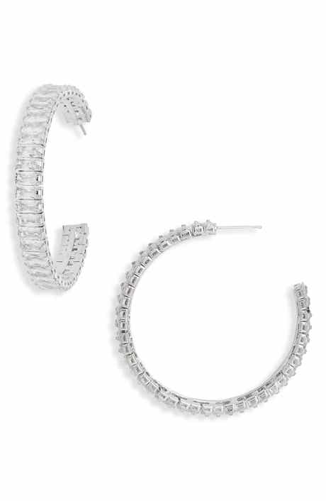 Tasha Baguette Stone C Hoop Earrings