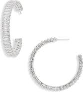 Tasha Baguette Stone C Hoop Earrings