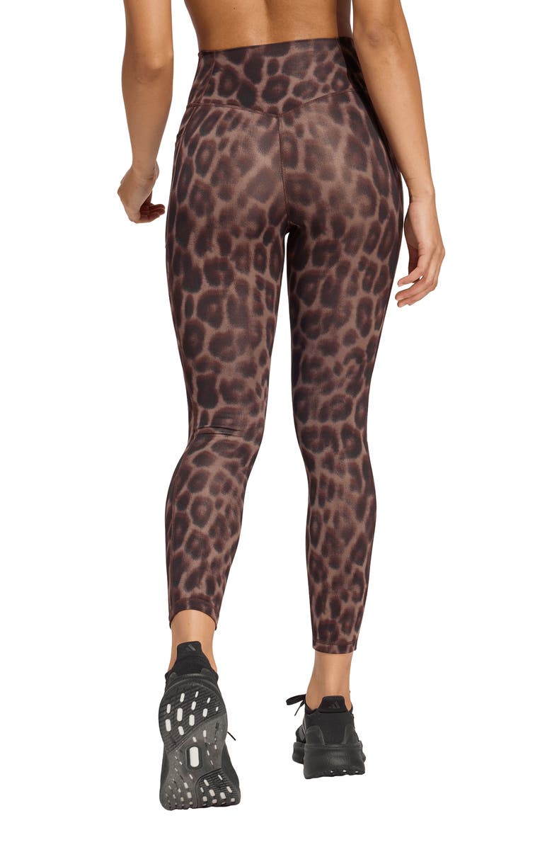 adidas Optime Essentials 3-Stripes 7/8 Leggings, Alternate, color, Earth Strata/ Black