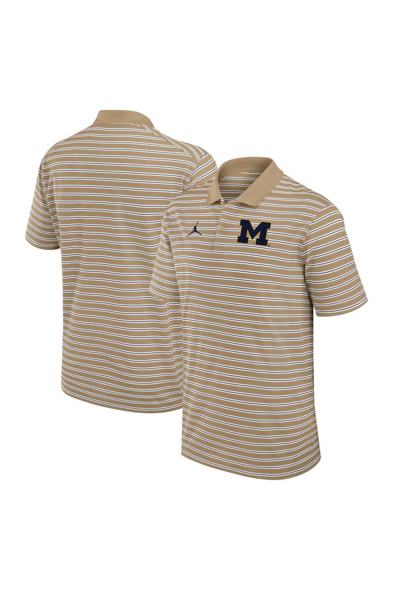 Men's Jordan Brand Tan/White Michigan Wolverines Primetime Victory Striped Polo, Alternate, color, Tan