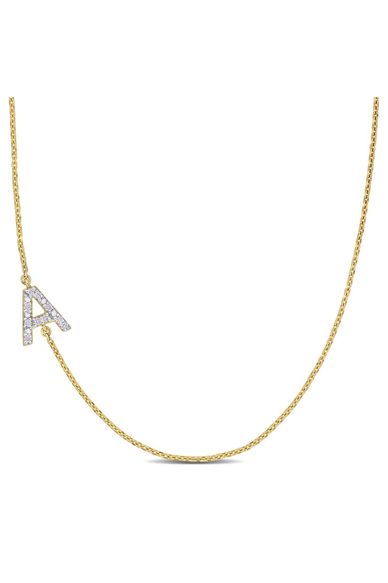 Diamond Initial Necklace 14k Yellow Gold, Main, color, A