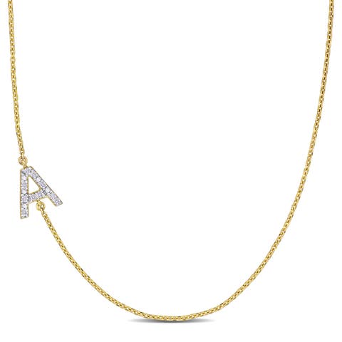 Diamond Initial Necklace 14k Yellow Gold