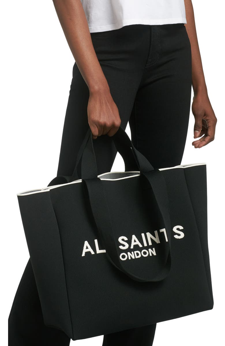 AllSaints Izzy Recycled Polyester Tote, Alternate, color, Black