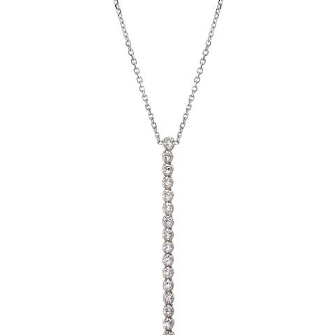 Diamond 1 Carat Tennis Drop Lariat Necklace 14K
