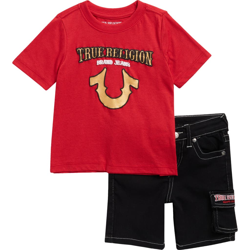 True Religion Kids' T-shirt & Denim Shorts Set In Multi