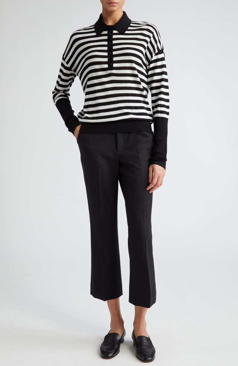 Maria McManus Stripe Long Sleeve Organic Cotton & Recycled Cashmere Polo, Alternate, color, 