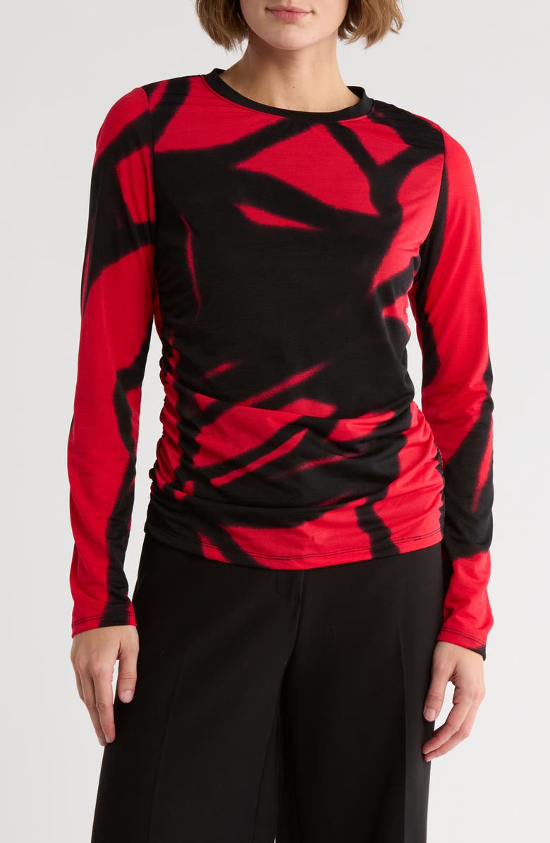 DKNY Print Side Ruched Top, Main, color, Floral