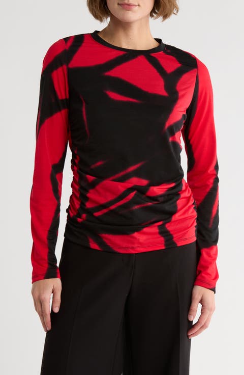 Print Side Ruched Top