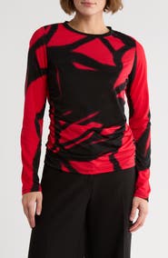 DKNY Print Side Ruched Top
