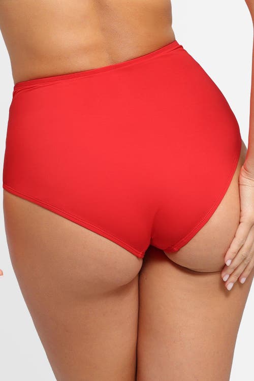 Popilush Shapewear Ruched Sculpting Bikini Bottom In Watermelon