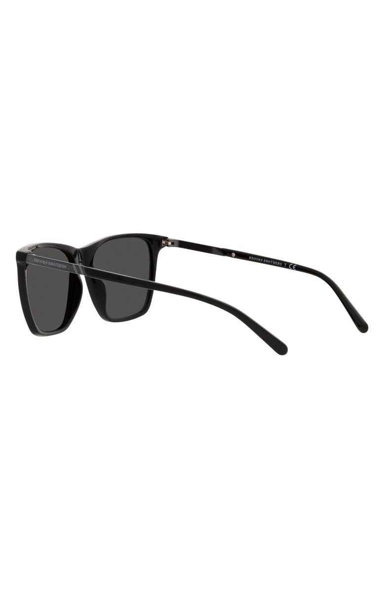 Brooks Brothers 56mm Square Sunglasses, Alternate, color, Black/ Grey