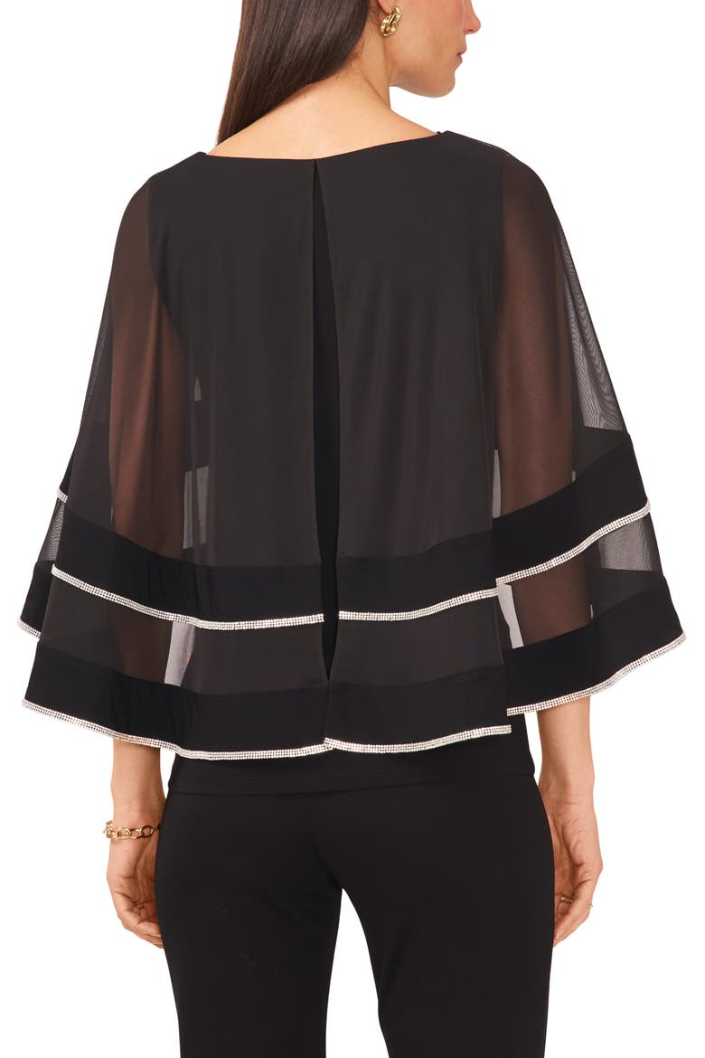Illusion Cape Blouse, Alternate, color, BLACK