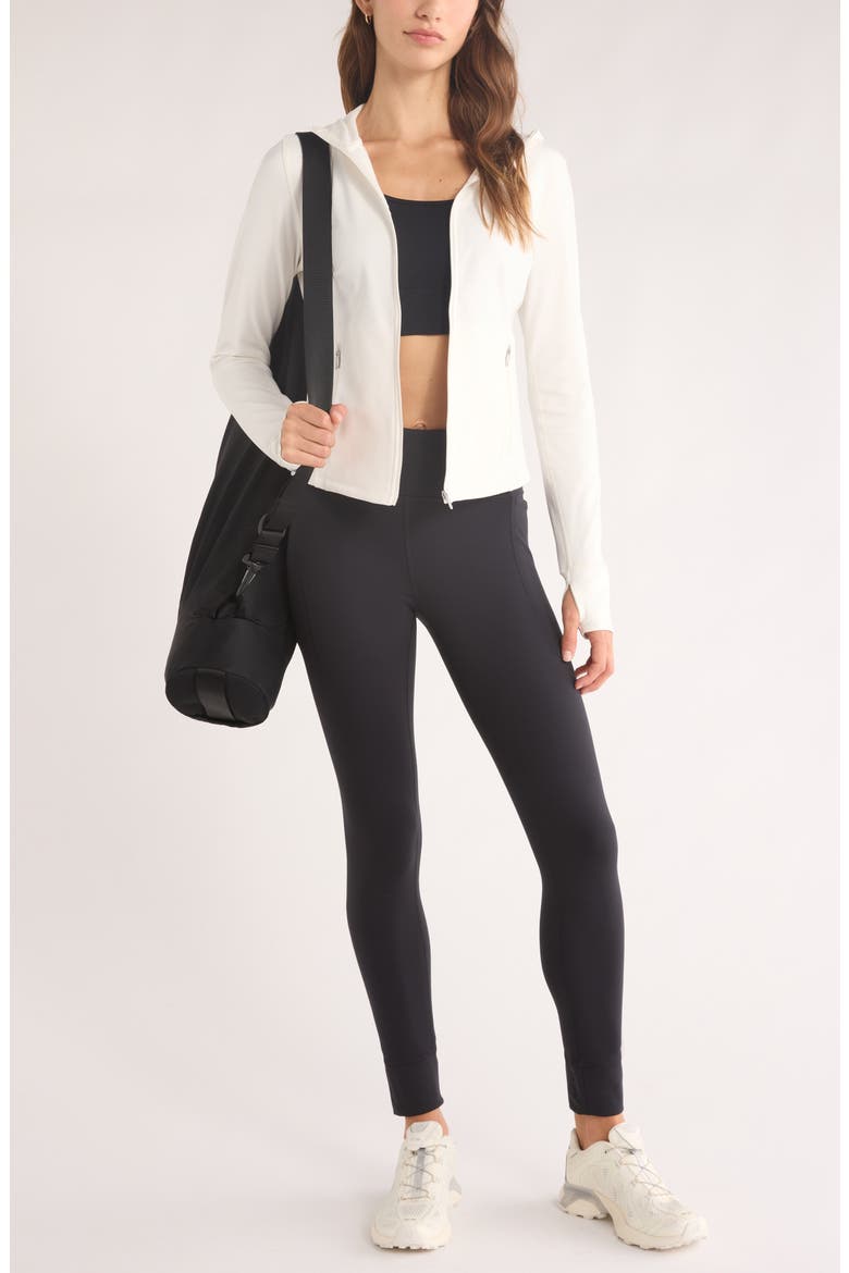Cozy Tech Zip Hooded Jacket, Alternate, color, IVORY EGRET