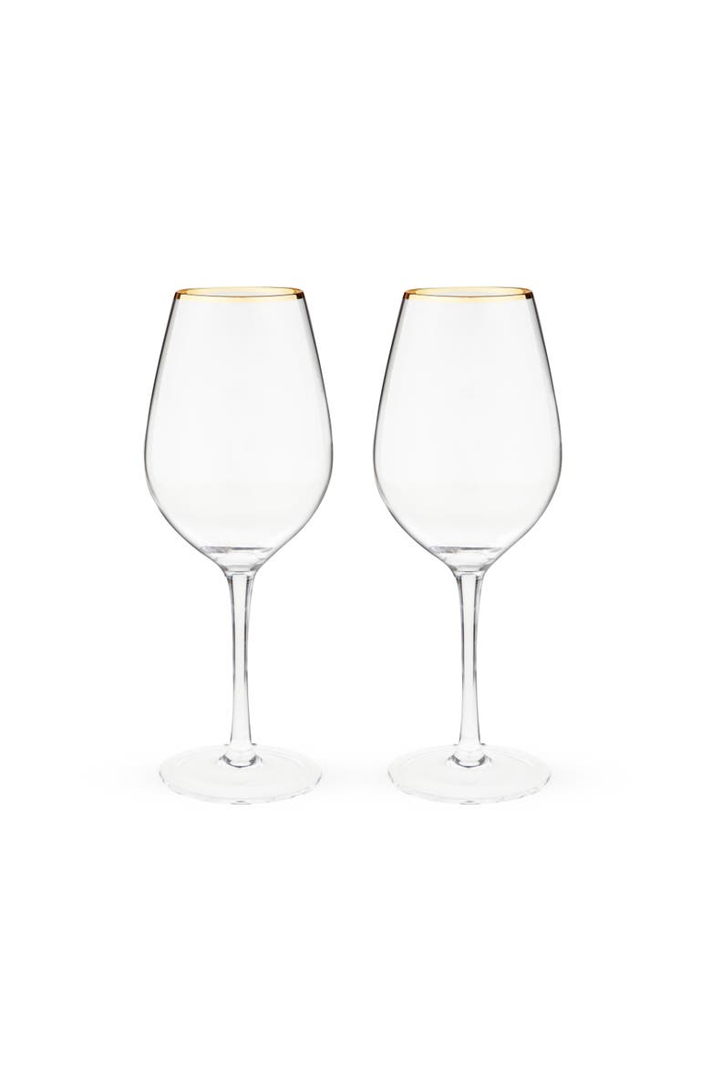 TWINE Gilded Stemmed Wine Glasses Set of 2, Alternate, color, Gold