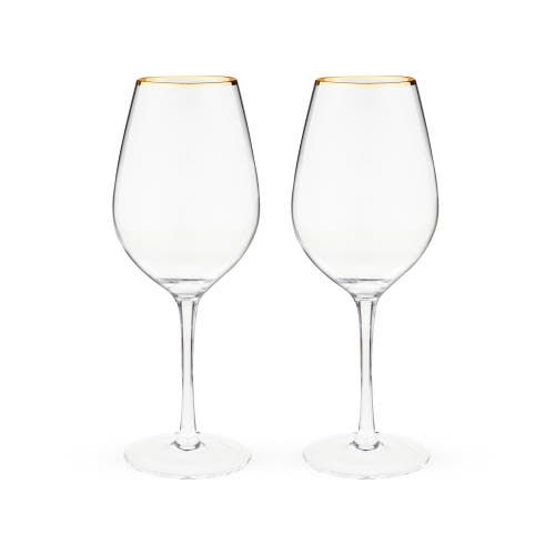 Twine Gilded Stemmed Wine Glasses Set Of 2 In Gold