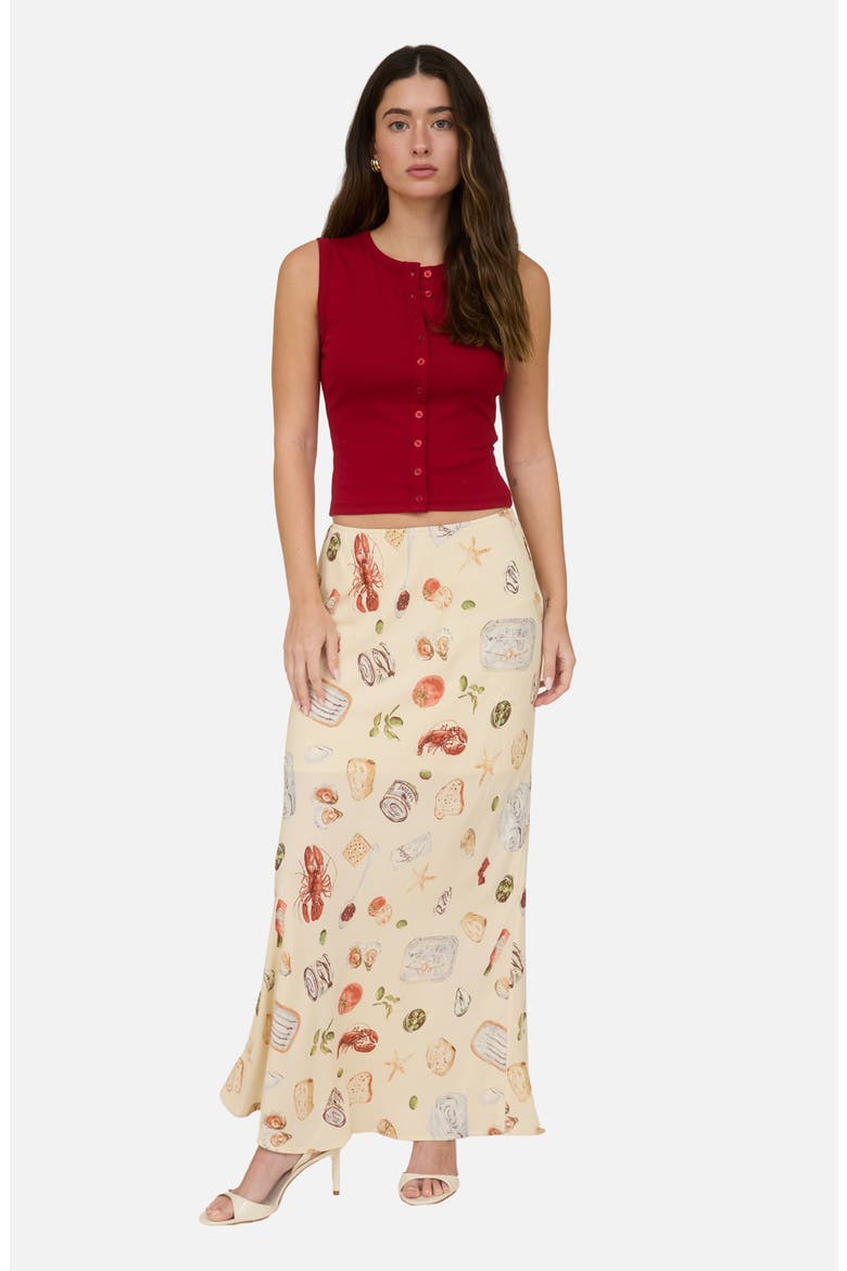 Print Midi Skirt, Alternate, color, LIGHT KHAKI MULTI