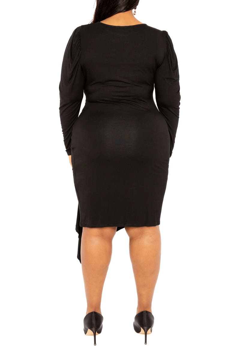 BUXOM COUTURE Asymmetric Long Sleeve Dress, Alternate, color,