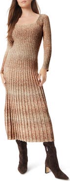 Sam Edelman Darya Ombré Rib Long Sleeve Cotton Blend Midi Sweater Dress