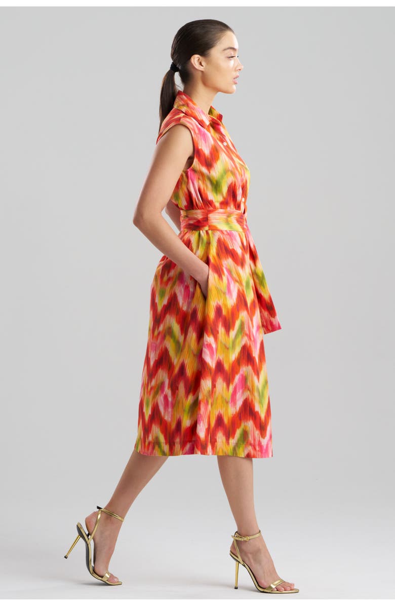 N Natori Sorel Ikat - Cotton Poplin Sleeveless Shirt Dress, Alternate, color, Multi